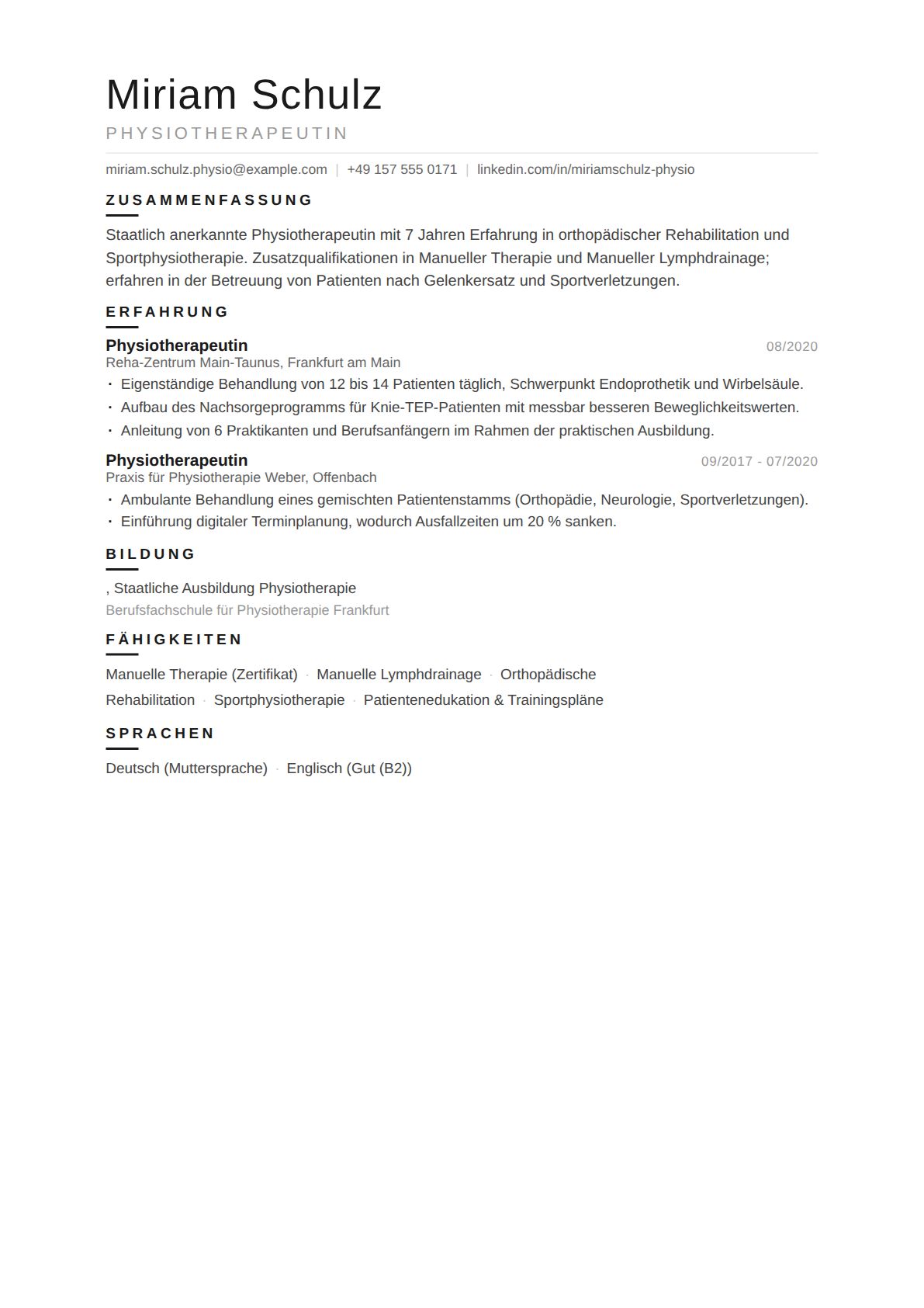 Physiotherapeutin