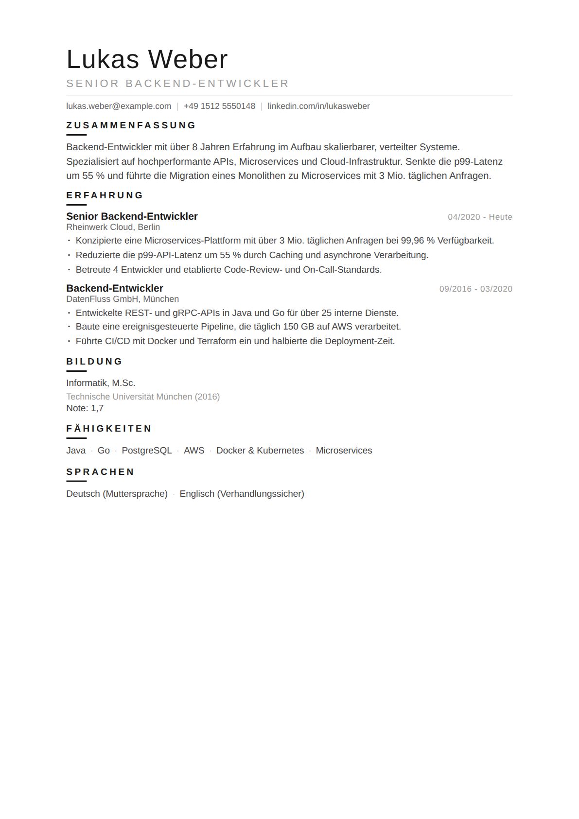 Senior Backend-Entwickler