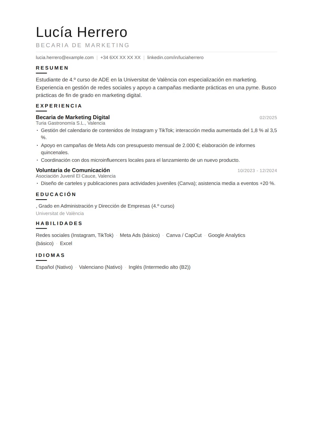 Becaria de Marketing