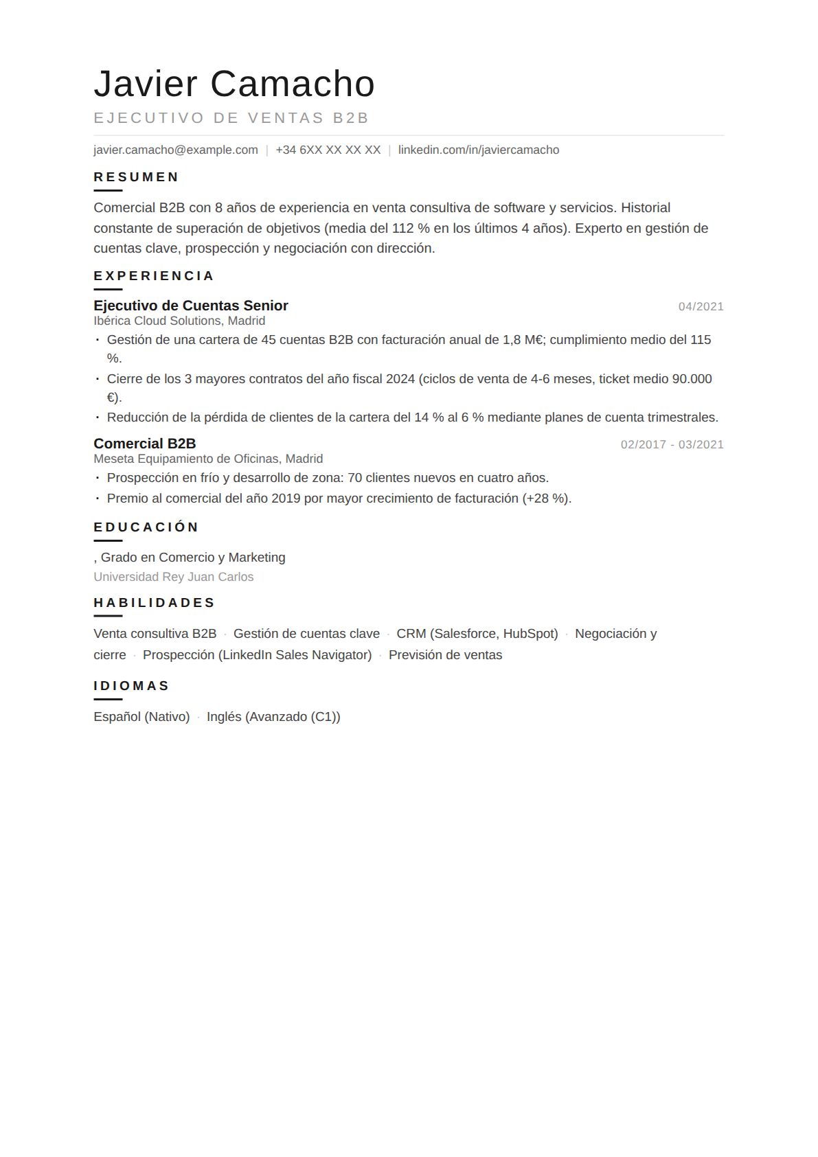 Ejecutivo de Ventas B2B