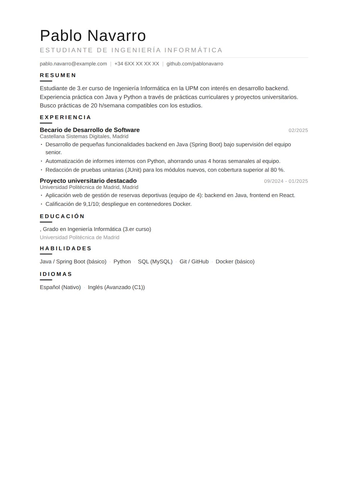 Estudiante de Ingeniería Informática