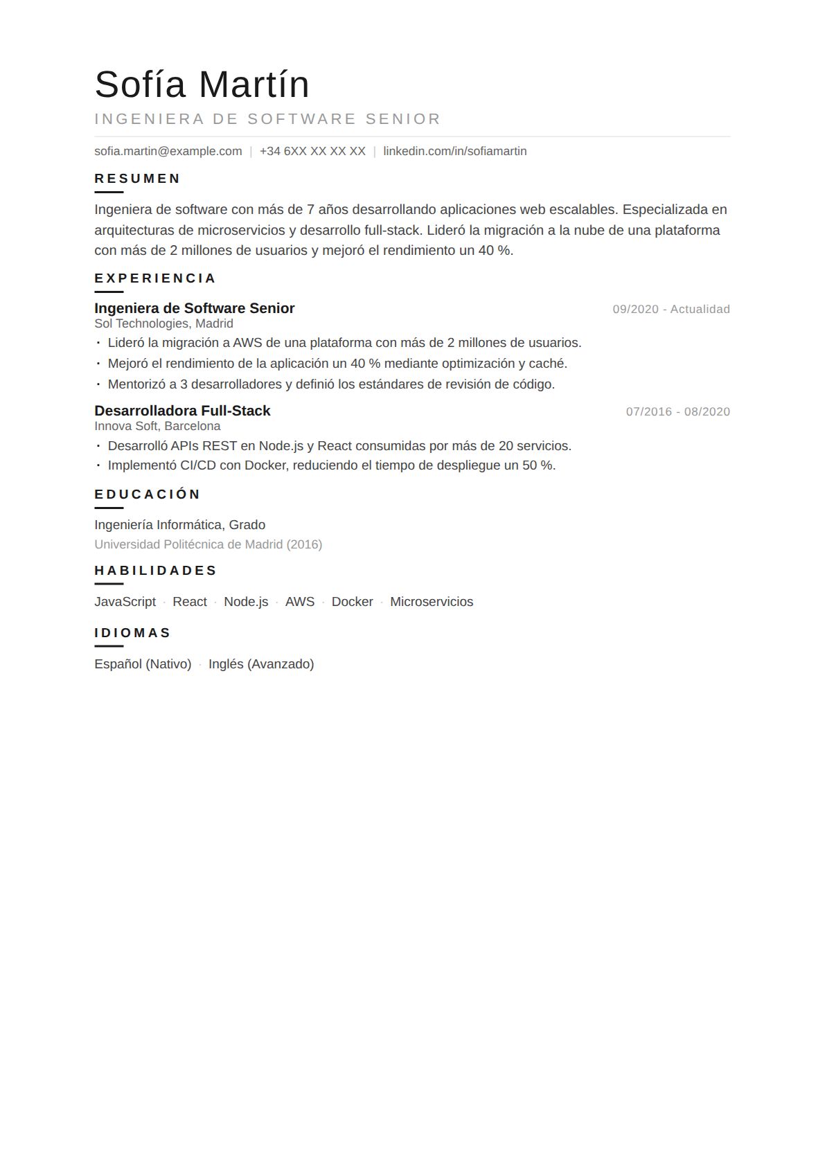 Ingeniera de Software Senior
