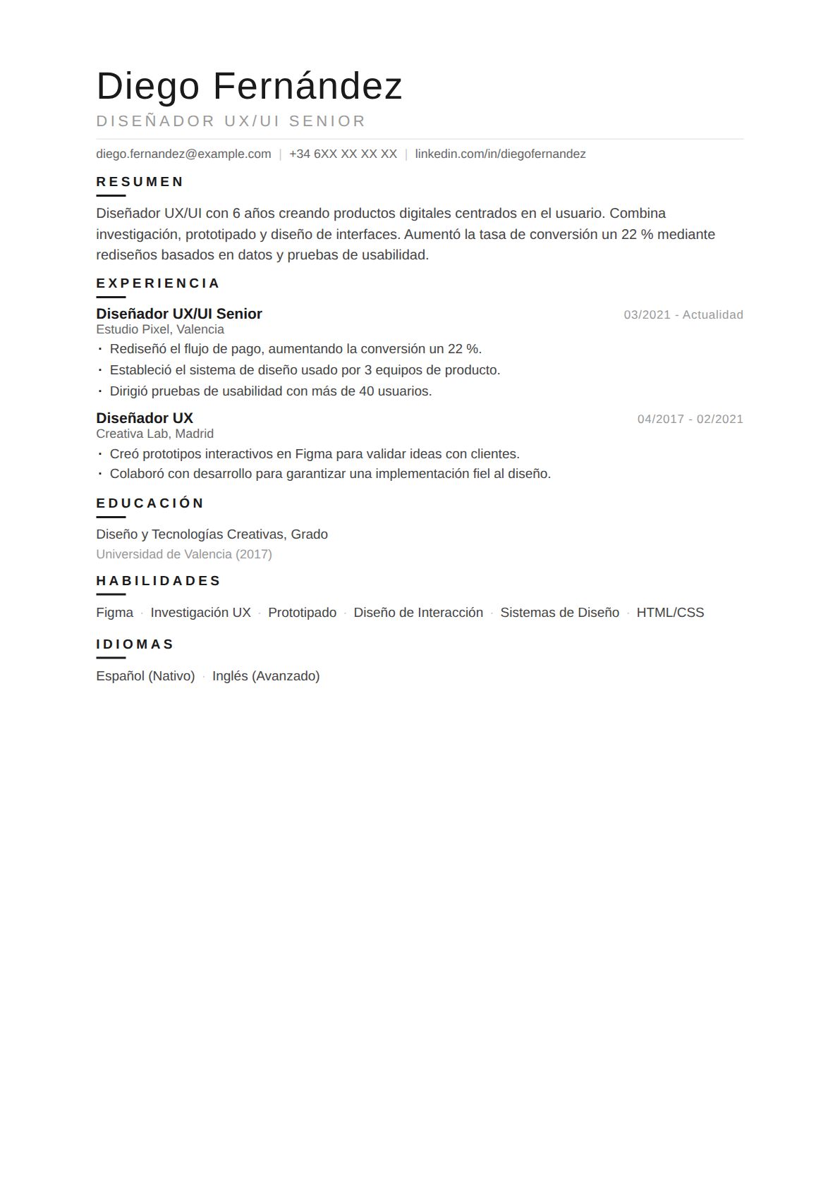 Diseñador UX/UI Senior