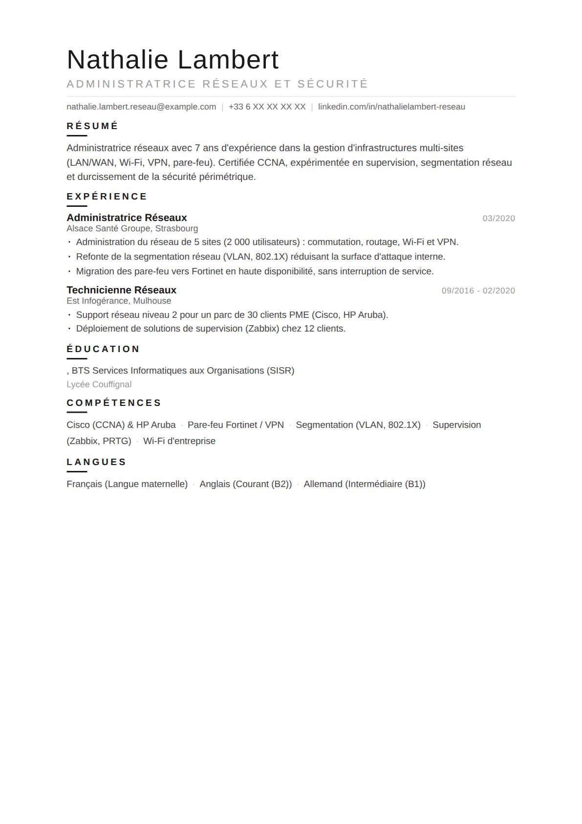 Administratrice Réseaux