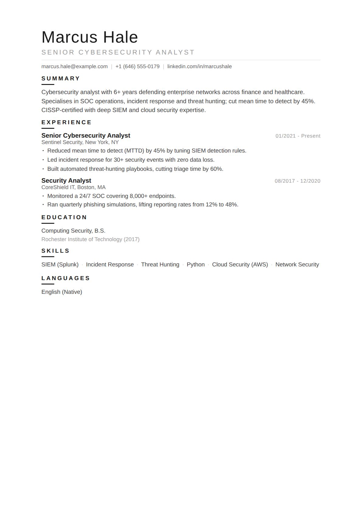 Senior Cybersecurity Analyst