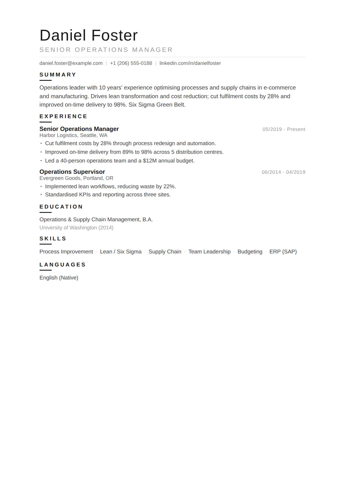 Senior Operations Manager