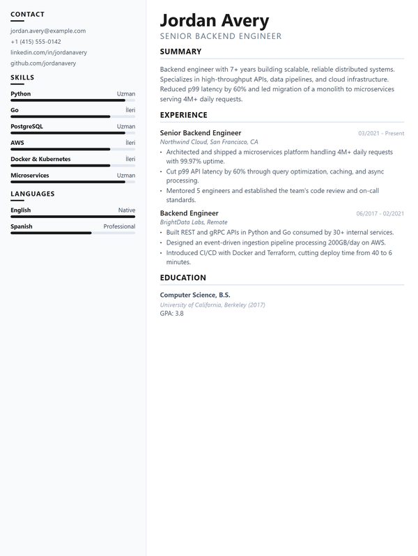 Edinburgh CV şablonu önizlemesi