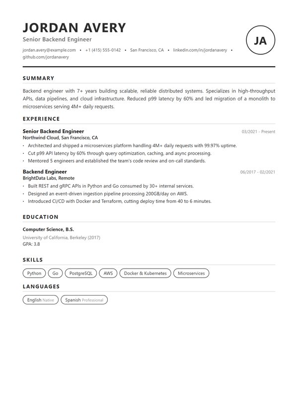 Geneva CV şablonu önizlemesi