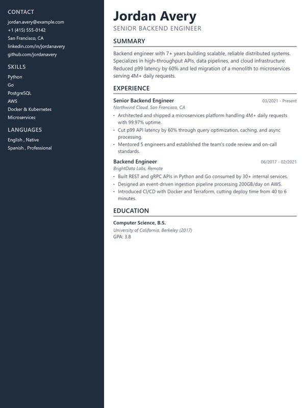 Stanford resume template preview